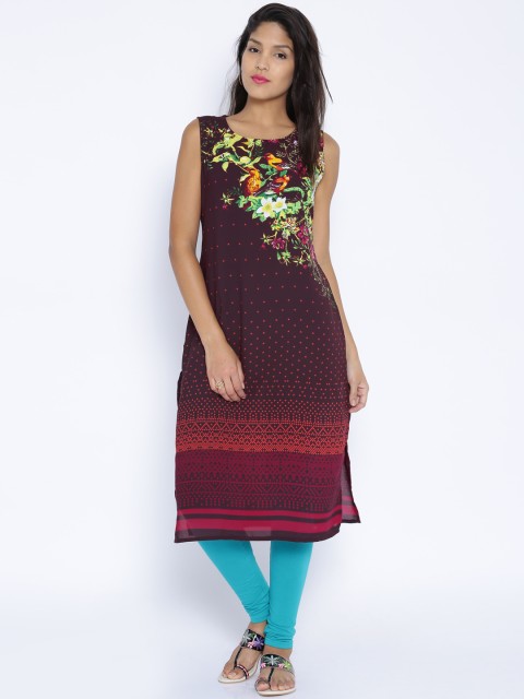 

Vishudh Maroon Printed Kurta