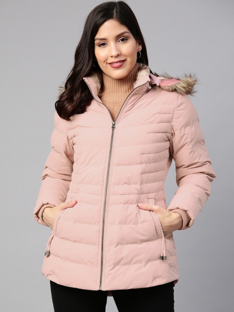 

Fort Collins Women Peach-Coloured Solid Hooded Parka Jacket