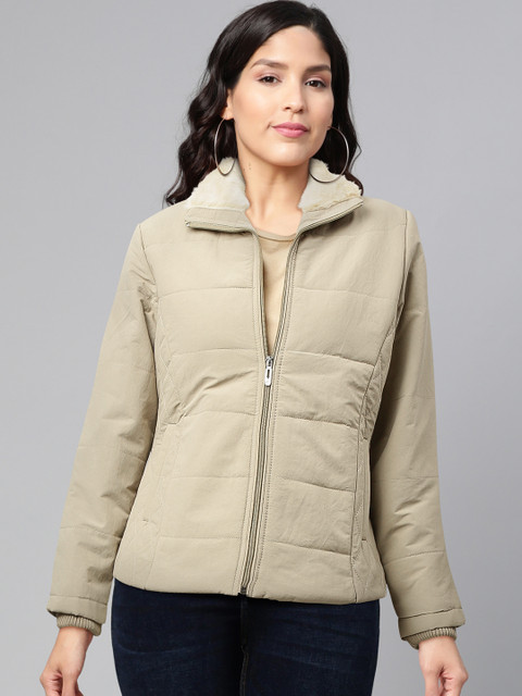 

Foreign Culture By Fort Collins Women Khaki Solid Lightweight Padded Jacket