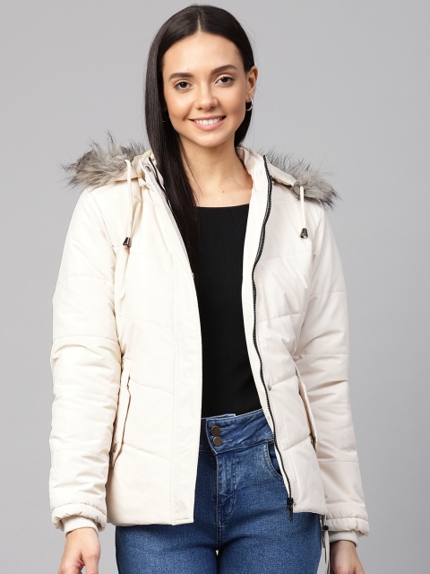 

Fort Collins Women Off-White Solid Lightweight Parka Jacket