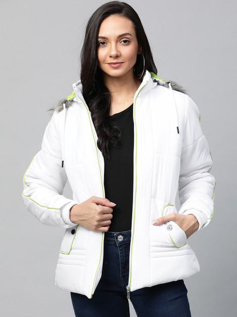 

Foreign Culture By Fort Collins Women White Solid Lightweight Hooded Parka Jacket