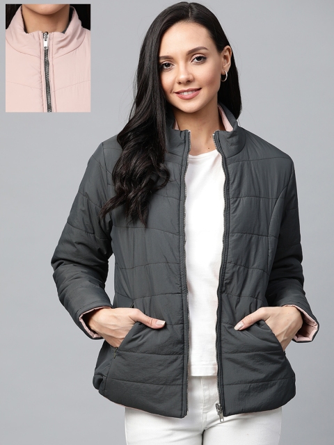 

Foreign Culture By Fort Collins Women Charcoal Grey Reversible Lightweight Padded Jacket