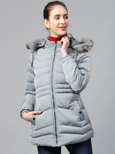 

Fort Collins Women Blue Solid Lightweight Longline Hooded Parka Jacket