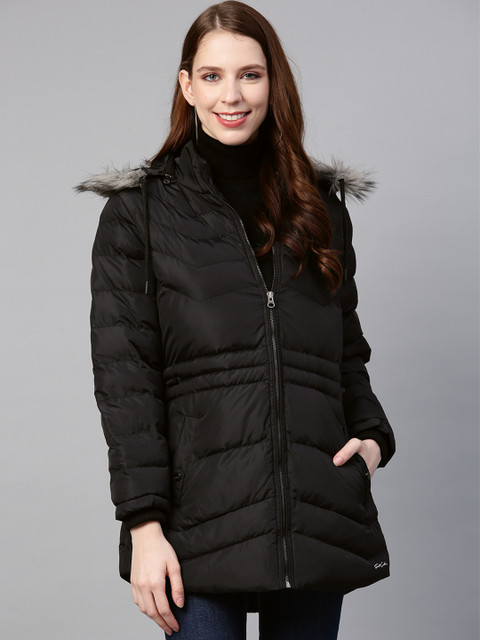 

Fort Collins Women Black Solid Parka Jacket