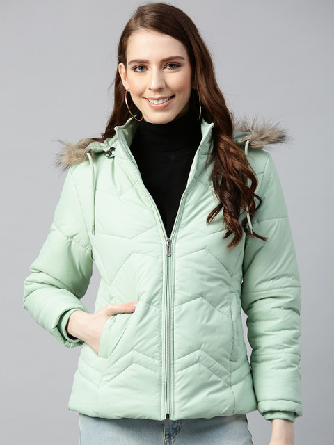 

Foreign Culture By Fort Collins Women Green Solid Lightweight Hooded Parka Jacket