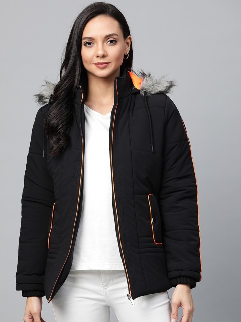 

Foreign Culture By Fort Collins Women Black Solid Lightweight Hooded Parka Jacket