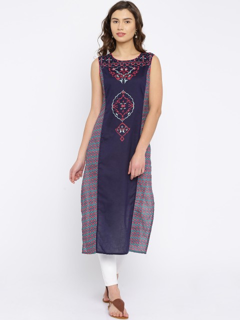 

Vishudh Navy & Pink Printed Kurta, Navy blue