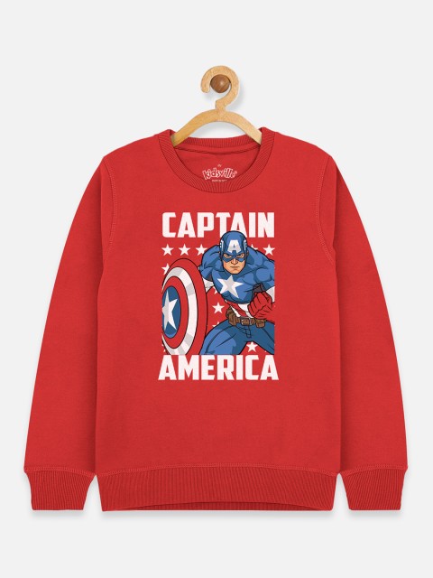 

Kids Ville Boys Red Captain America Printed Sweatshirt