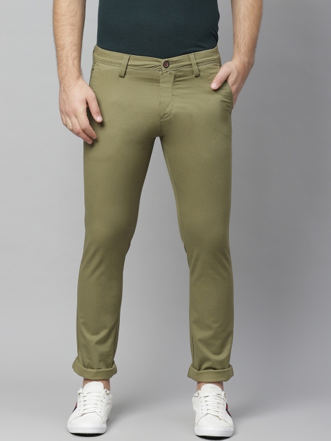 

Allen Solly Men Olive Green Ultra Slim Fit Printed Regular Trousers