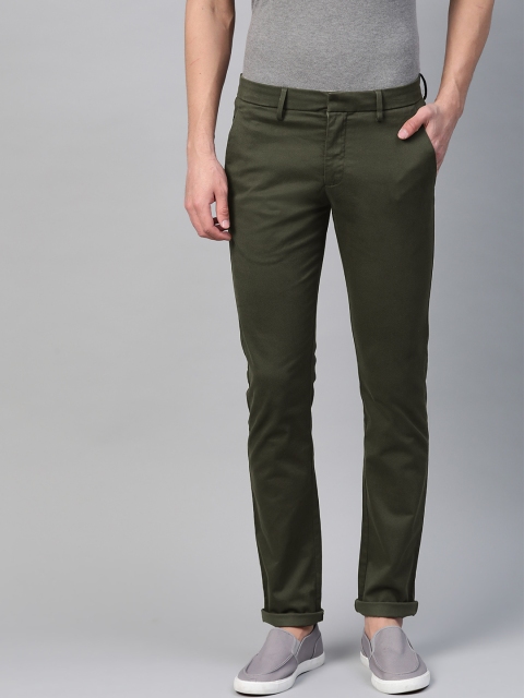 

Allen Solly Men Olive Green Ultra Slim Fit Printed Regular Trousers