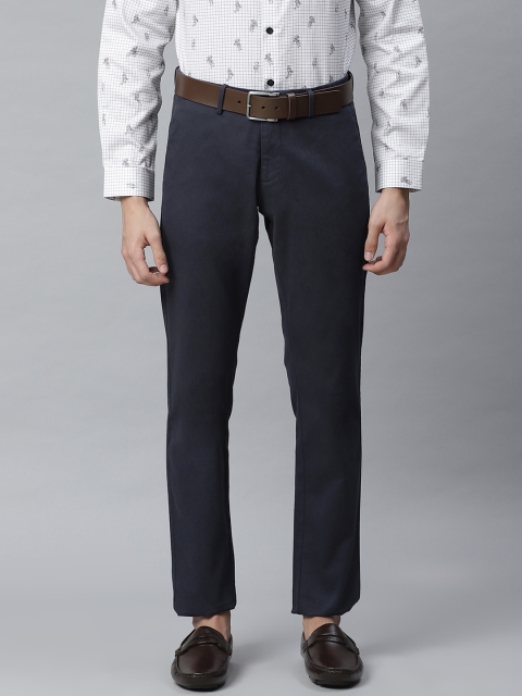 

Allen Solly Men Navy Blue HEIQ Viroblock Smart Slim Fit Solid Regular Trousers