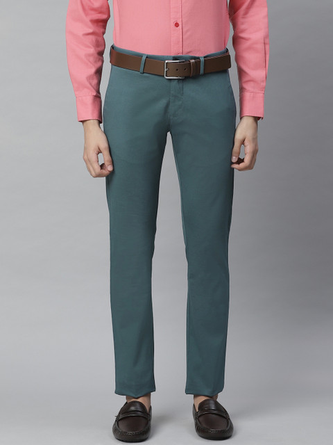 

Allen Solly Men Teal Green Ultra Slim Fit Solid Smart Casual Trousers