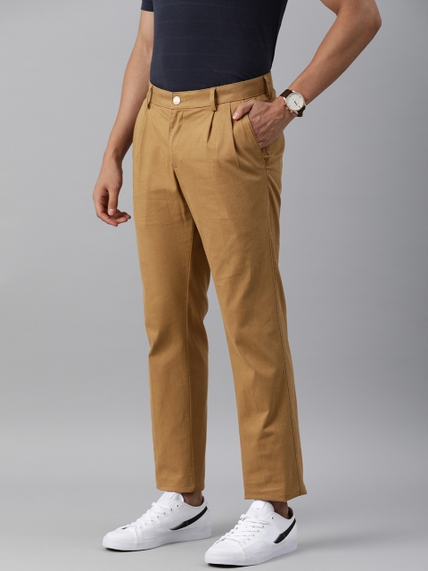 

Allen Solly Men Khaki Pleated Regular Trousers