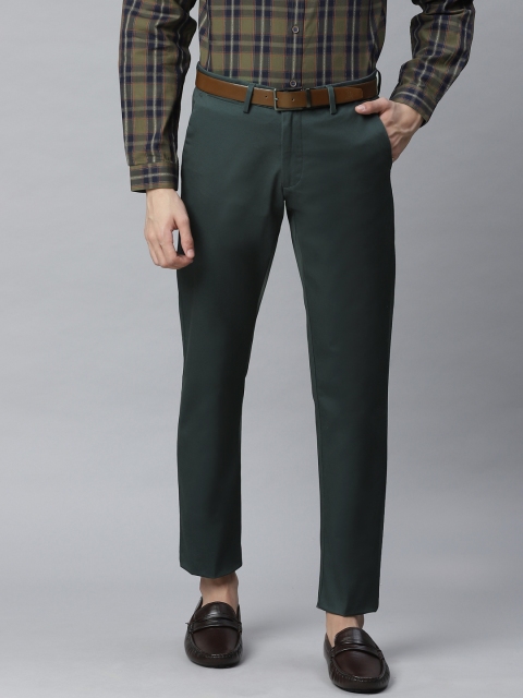 

Allen Solly Men Teal Green Smart Slim Fit Solid Smart Casual Trousers