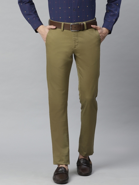 

Allen Solly Men Olive Green Ultra Slim Fit Solid Smart Casual Trousers