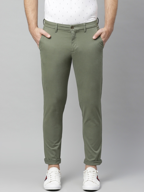 

Allen Solly Men Olive Green Modern Fit Solid Regular Trousers