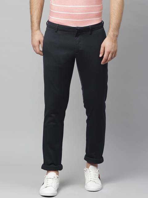 

Allen Solly Men Navy Blue Smart Slim Fit Self Design Regular Trousers