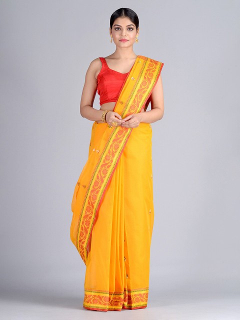 

Mitera Yellow Pure Cotton Woven Design Taant Saree