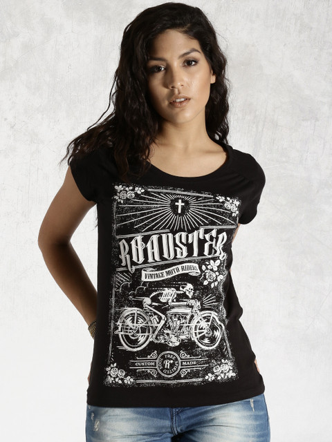 

Roadster Black Printed T-shirt