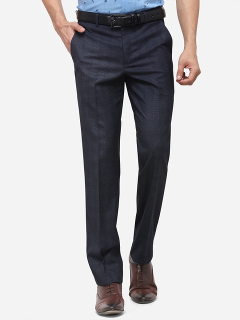 

METAL Men Navy Blue Slim Fit Solid Formal Trousers