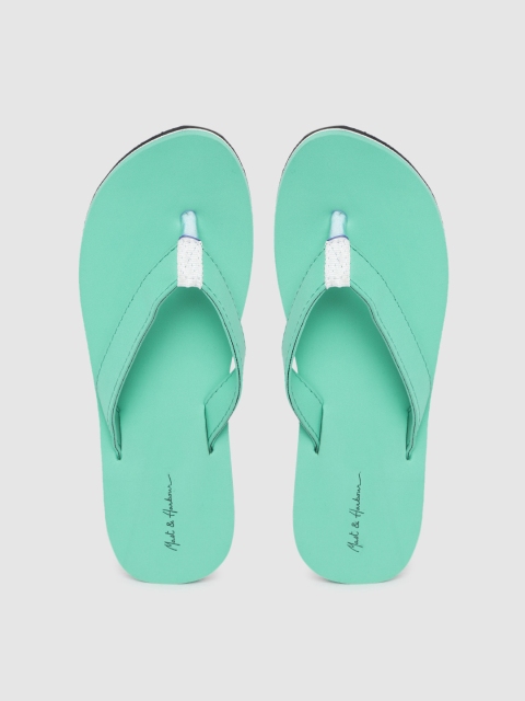 

Mast & Harbour Women Sea Green Solid Thong Flip-Flops