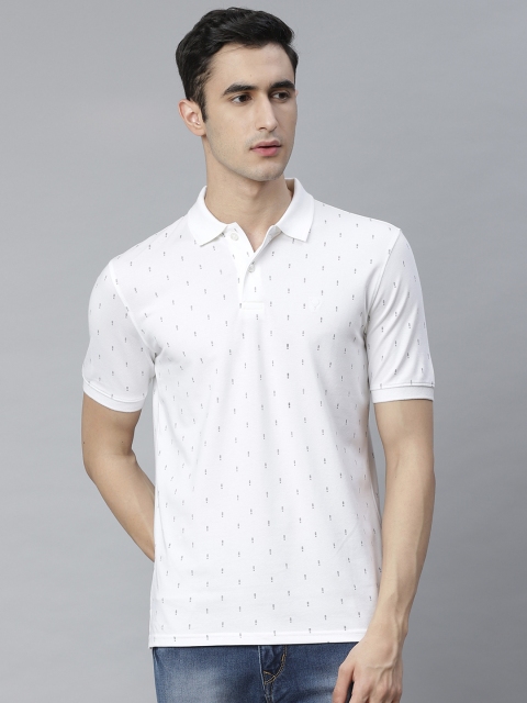 

Allen Solly Men White & Grey Printed Polo Collar T-shirt