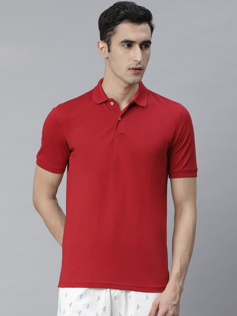 

Allen Solly Men Red Solid Polo Collar T-shirt