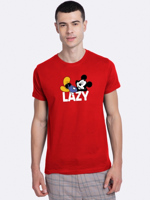 

Bewakoof Men Red & Black Mickey Mouse Printed Round Neck T-shirt