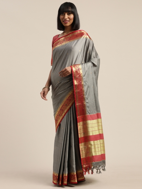 

Mitera Grey Silk Cotton Woven Design Paithani Saree