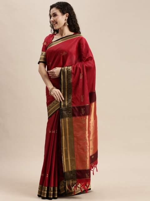 

Mitera Maroon Silk Cotton Woven Design Paithani Saree