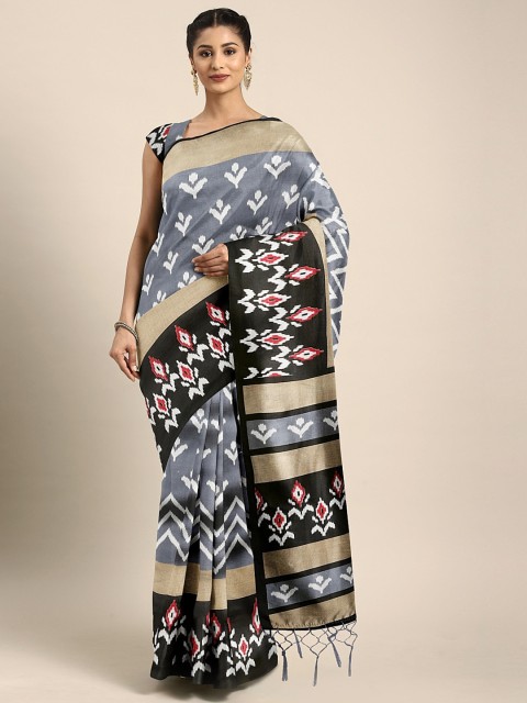 

KALINI Grey Art Silk Printed Mysore Silk Saree