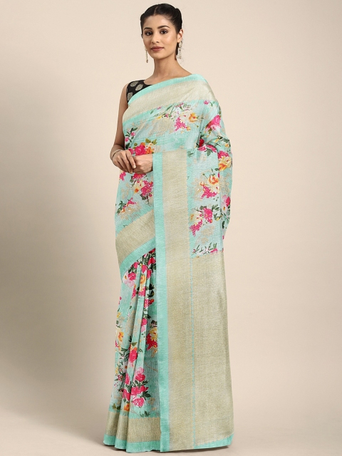 

KALINI Blue & Pink Art Silk Printed Mysore Silk Saree