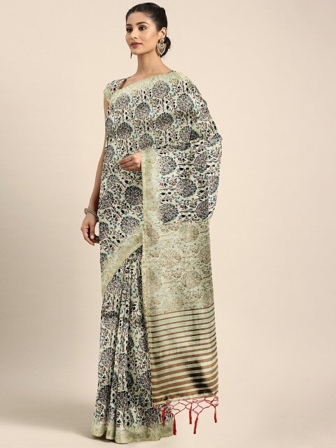 

KALINI Beige & Black Art Silk Printed Saree