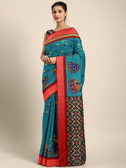 

KALINI Blue Art Silk Printed Mysore Silk Saree