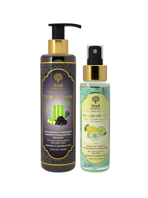 

KHADI ESSENTIALS Set of Lemongrass Face Cleanser & Lemon Face Mist 300 ml, Charcoal