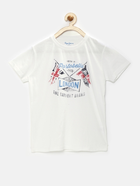 

Pepe Jeans Boys White Printed Pure Cotton T-shirt