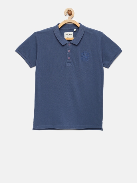 

Pepe Jeans Boys Navy Blue Solid Polo Collar T-shirt