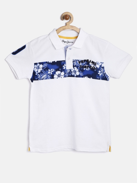 

Pepe Jeans Boys White Floral Print Polo T-shirt