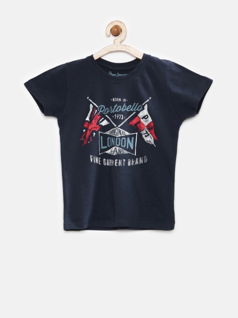 

Pepe Jeans Boys Navy Printed T-Shirt, Navy blue