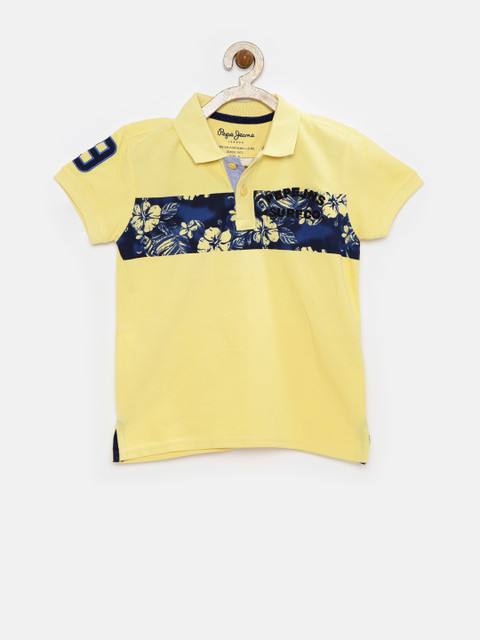 

Pepe Jeans Boys Yellow Printed Polo T-shirt