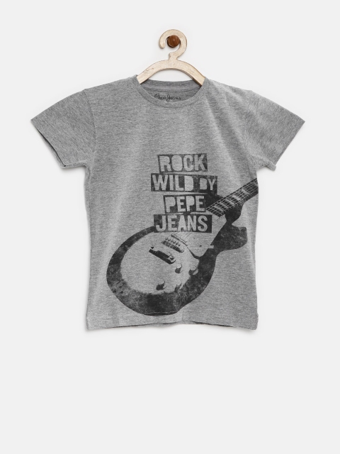 

Pepe Jeans Boys Grey Melange Printed T-Shirt
