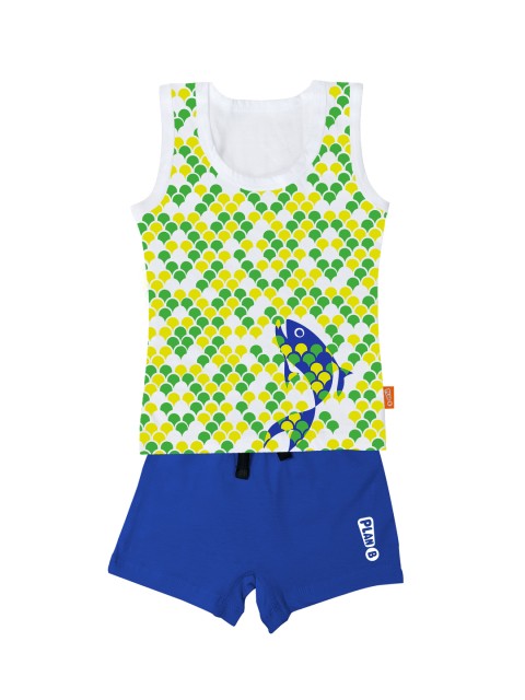 

Plan B Boys Yellow & Blue Printed T-shirt with Shorts