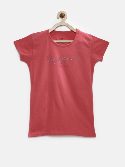 

Pepe Jeans Girls Coral Pink Pure Cotton T-shirt