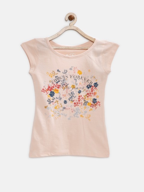 

Pepe Jeans Girls Peach-Coloured Printed T-shirt