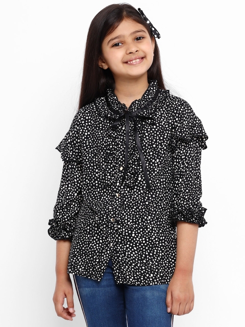 

Natilene Girls Black & Off-White Printed Shirt Style Top