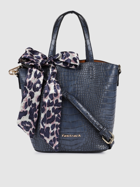 

Fastrack Navy Blue & White Solid Satchel