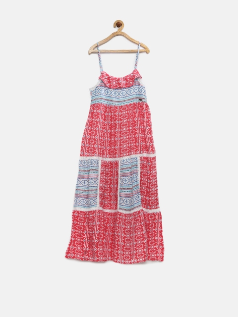 

Pepe Jeans Girls Red & Blue Printed Maxi Dress
