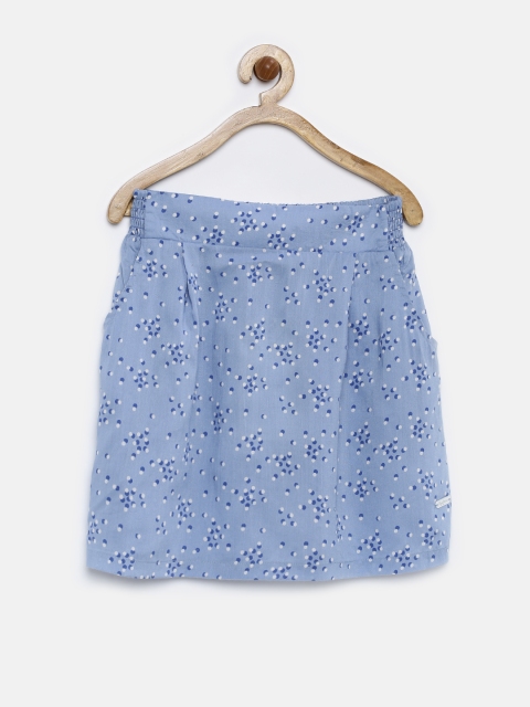 

Pepe Jeans Girls Blue Printed A-Line Skirt