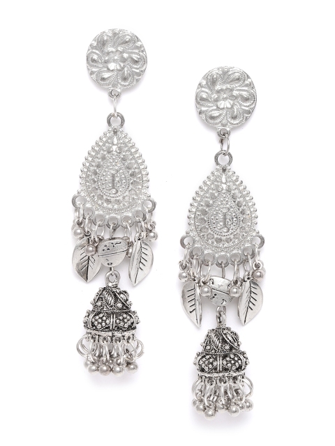 

DIVA WALK Oxidised Silver-Plated Handcrafted Dome Shaped Jhumkas