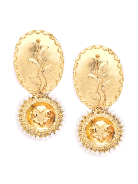 

DIVA WALK Gold-Plated Beaded Handcrafted Oval Drop Earrings